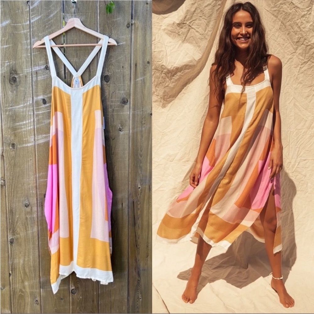 o’neill miranda multi geometric color block midi dress